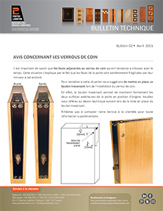PORTES LAMBTON - Bulletin Technique - Verrous de coin